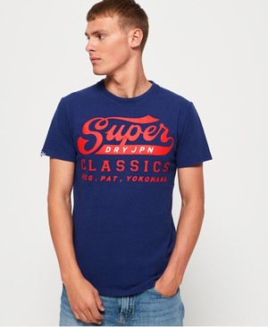 Superdry Classic Férfi Pólók Kék | UYEQK8376